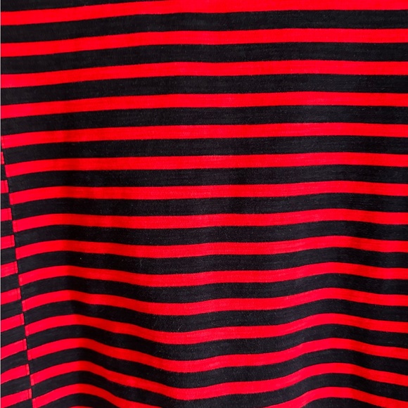 J. Crew Women's Red Fiery Sunset Blue Striped Shirt Short Sleeve Stretchy Dress - Picture 7 of 10